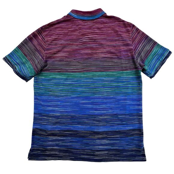 Missoni Polo Shirt Mens XXL Short Sleeve Multicolor Striped Cotton Textured - Picture 6 of 10